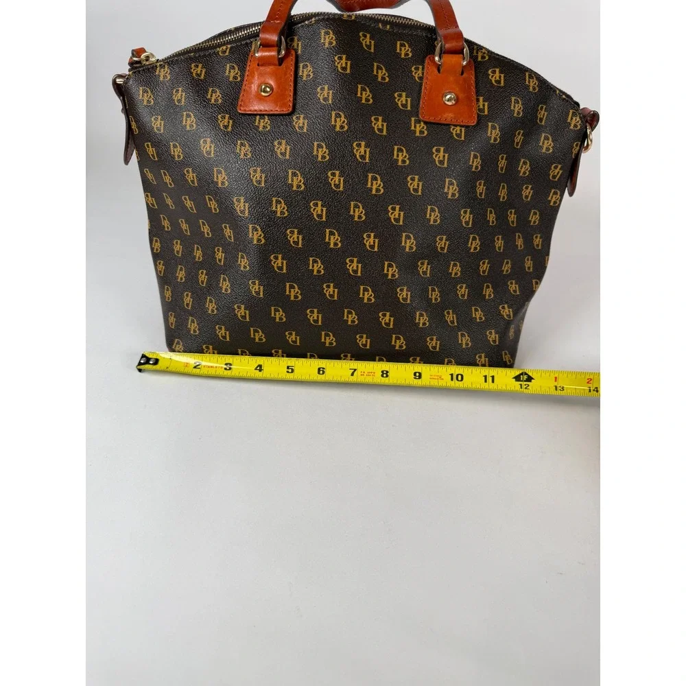 Dooney & Bourke Greta Greena Monogram Satchel Bag Brown Tmoro‎ Leather Trim